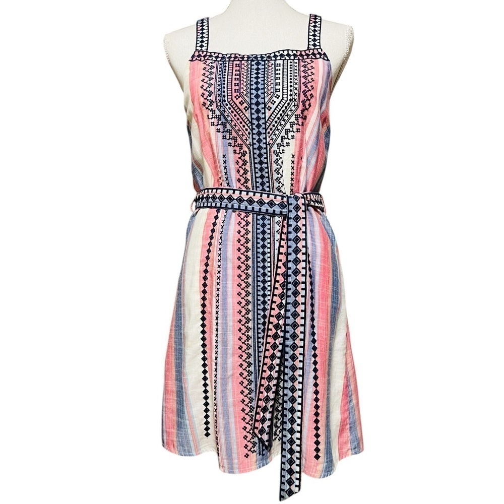 THML WOMEN’S STRIPED EMBROIDERED SLEEVELESS CASUAL DRESS SIZE SMALL